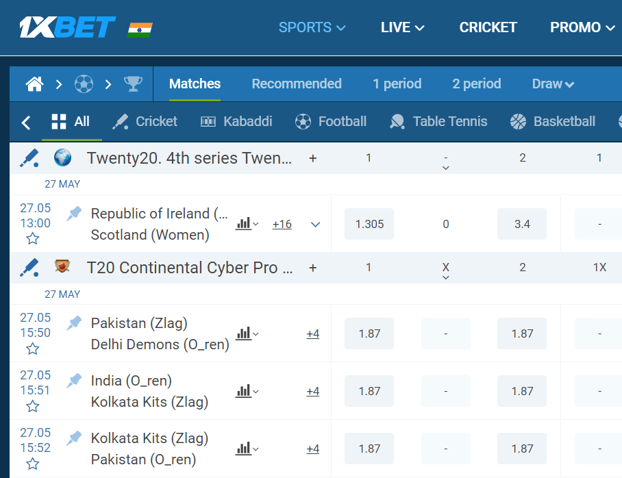 1xbet live bets