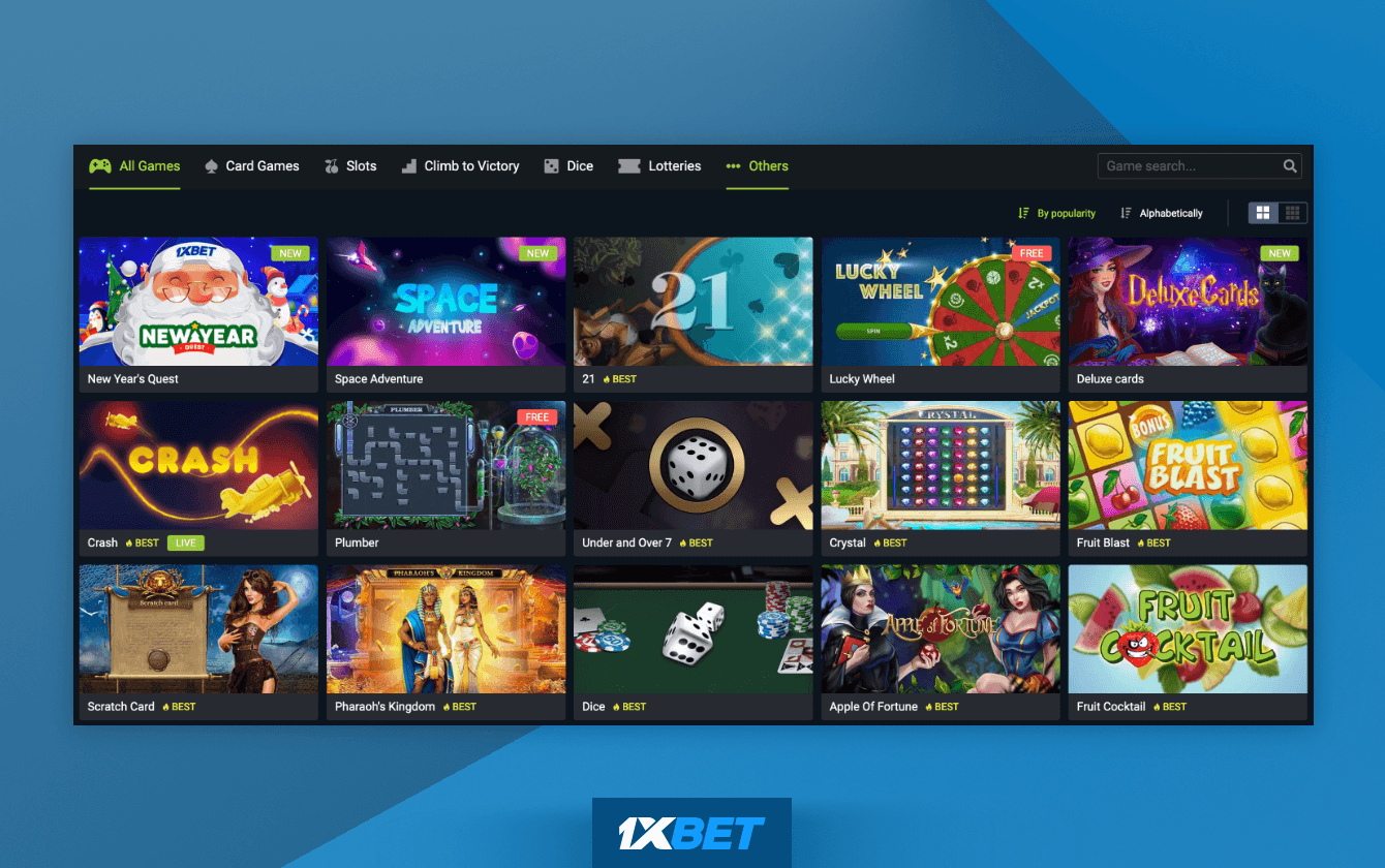 At 1xbet Casino you will find a wide variety of games