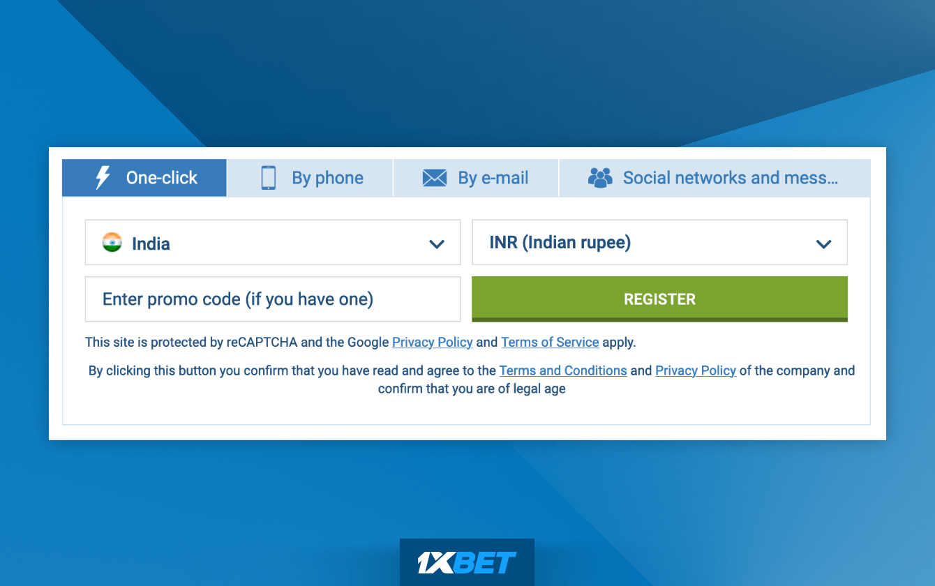 Registration in one click - the easiest way to create an account on the 1xbet website